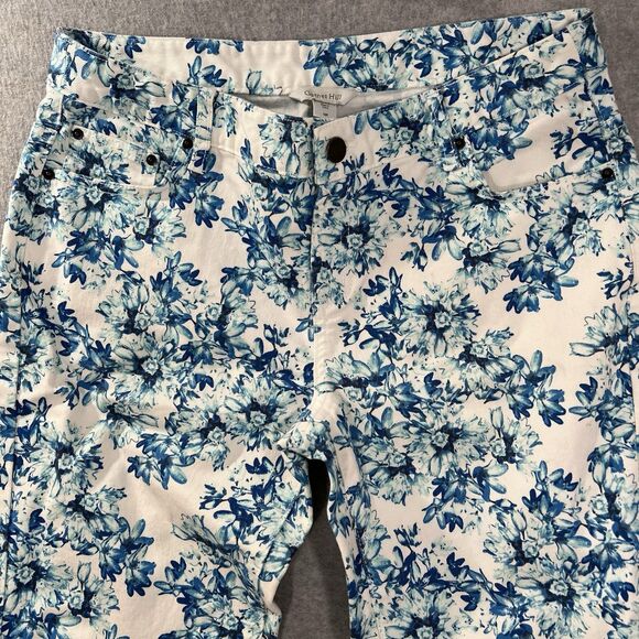 Garnet Hill Floral Jeans Blue White Size 10 (31x27) EUC coastal grandma - Picture 4 of 15